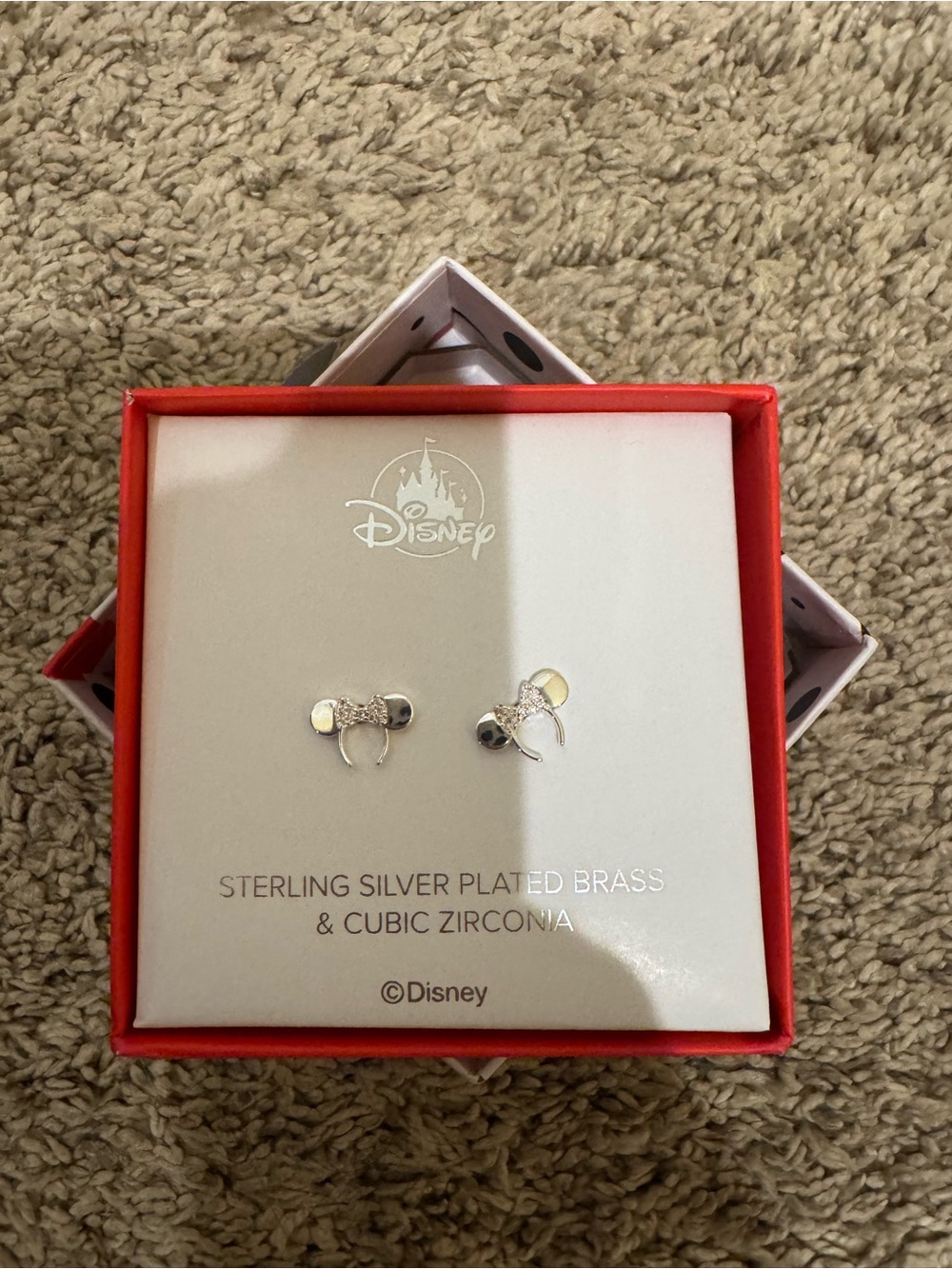 Disney Silver Mickey Mouse Cubic Zirconia Stud Earrings - Silver